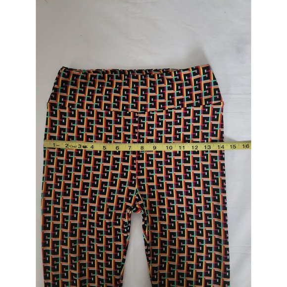 LuLaRoe Women's Black/Multicolor Single Print Soft Knit Leggings One Size (2-10) - Picture 8 of 10